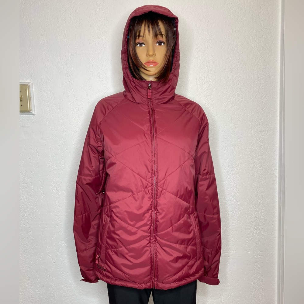 Burton Puffy Jacket Hooded Women’s Size M Ski Snowboard Burgundy EUC